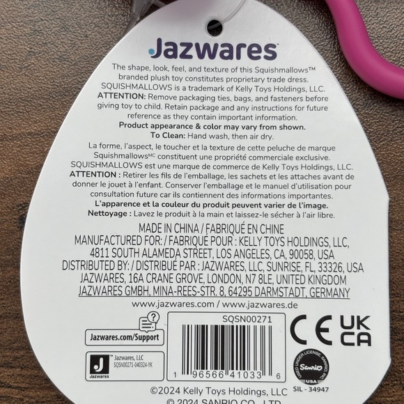 NWT SQUISHMALLOWS Sanrio Hello Kitty Plush MY MELODY Clip On Key Chain Bag NEW - Picture 5 of 10